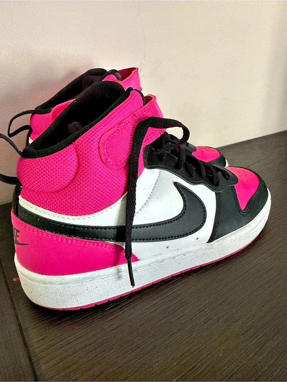 Nike Court Borough Mid 2 High-Top Sneakers in Pink & Black